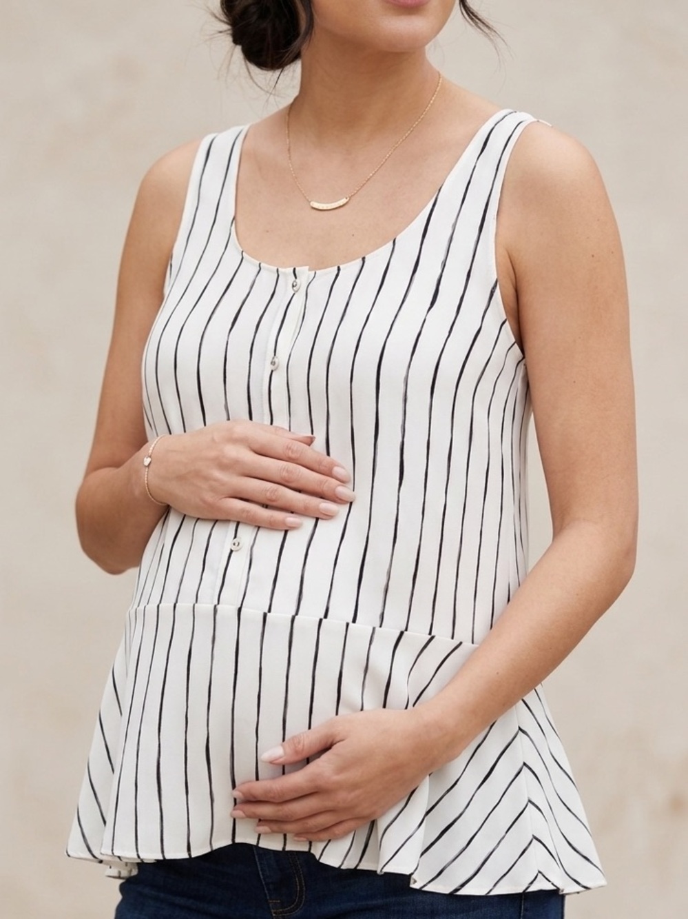 HATCH Billie Tank Black White Striped Maternity Nursing Blouse Size 2